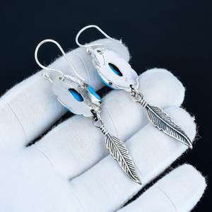 Pendientes de Plata de Ley 925 con Baño de Oro y Turquesa, Diseño de Bella Durmiente, Hechos a Mano, Lindos, para Fiesta o Compromiso - Product Image 6