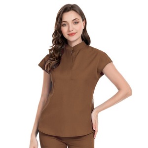 2025 High Quality Collar Comfortable Anti-Wrinkle Stretch Nursing Medical <b>Scrub</b> <b>Set</b> for Women Hospital Uniform - Product Image 1