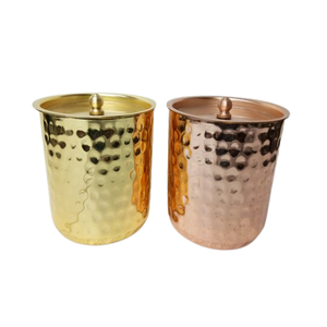 Vela martillada de metal hecha a mano, juego votivo de 2 velas de color dorado y cobre para proveedor mayorista - Product Image 3