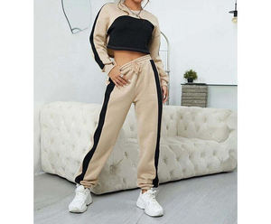 ชุดวอร์มบล็อกสีปรับแต่งได้สำหรับผู้หญิงมีโลโก้และเสื้อมีฮู้ดขนแกะสำหรับใส่วิ่งเล่นยิมไซส์ใหญ่พิเศษสำหรับฤดูร้อน - Product Image 2