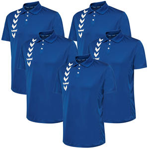 Set of 5 hummel <b>Polo</b> <b>Shirts</b> - <b>Blue</b>, 100% Polyester and Breathable - Size L - Product Image 1