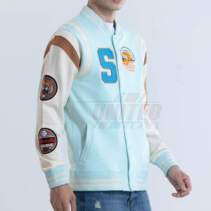 Veste d'université au design classique pour homme avec patch brodé sur la poitrine et ourlet côtelé à col montant - Product Image 4