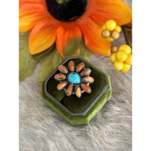 Southwest Handmade <b>Turquoise</b> Opal Sterling Silver Adjustable <b>Ring</b> - Product Image 4