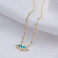Collier pendentif à breloque en argent avec œil en émail bleu turquoise minimaliste Bijoux fins en argent sterling 925