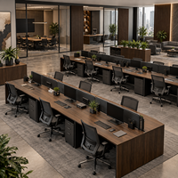 Bureau de travail moderne pour espace de travail ouvert, table modulaire pour employés avec armoire à dossiers pour espace de travail d'entreprise