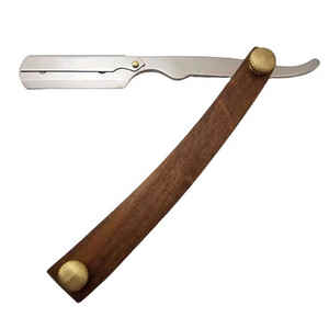 Navaja de Afeitar Profesional de Acero Inoxidable de Alta Calidad con Mango de Madera - Product Image 2