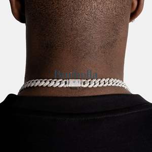 New Arrival Iced Out 8.5mm Moissanite Miami Cuban Link Chain White <b>Gold</b> VVS Diamond Tester <b>Necklace</b> for Men - Product Image 3