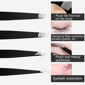 1pcs Slanted Stainless Steel <b>Eyebrow</b> Tweezers Hair Clip <b>Eyebrow</b> <b>Trimmer</b> Eyelash Extension Clip Anti-static Eco-Friendly Women - Product Image 3