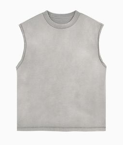 Vente en gros 270Gsm coton débardeur personnalisé sans manches T-shirt hommes ample surdimensionné délavé à l'acide T-shirt pour hommes - Product Image 6