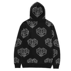 Black Men <b>Rhinestone</b> Hoodie Street wear Crystal Hood & Sleeves Oversize Custom Logo Winter Season Hi Visibility <b>Hoodies</b> For Men - Product Image 2
