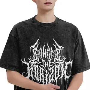 เสื้อยืดบ็อกซี่ฟิตตัวสั้นสำหรับผู้ชายเสื้อยืดผ้าฝ้ายเฮฟวี่เวต100% สไตล์สตรีทแวร์สั่งทำโลโก้3D พัฟตัวอักษรฟอกสีได้ - Product Image 2