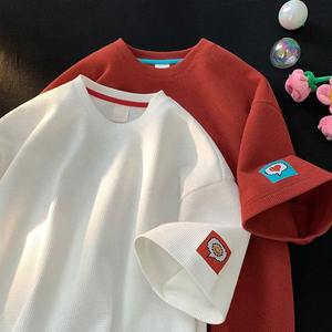 T-shirt pour homme en coton tricoté lourd, tissu doux, confortable et respirant, streetwear, coupe ample, manches courtes, anti-UV, écologique - Product Image 5