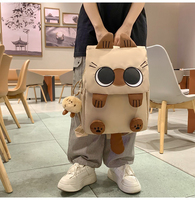 Sac à dos unisexe tendance géométrique mignon Kawaii beige pour voyage, étanche, avec fermeture éclair, portable, décontracté, 56-76L, confort avec cadre interne