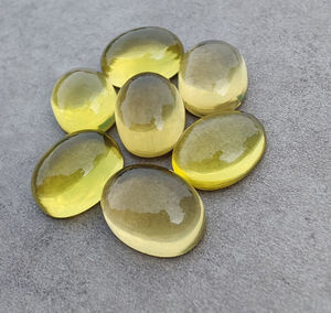 "AAA เกรดสีเหลืองเลมอนควอตซ์รูปไข่ทรงรีหินอัญมณีด้านหลังแบนกำหนดขนาดได้เอง" - Product Image 4