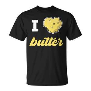 Camiseta Premium con la Frase 'I Love Butter' - Producto Lácteo Directo de la Vaca para Promociones Publicitarias - Product Image 1