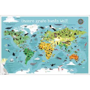 โปสเตอร์แผนที่โลกขนาด XL สำหรับเด็ก แผนที่โลกขนาดใหญ่สีสันสดใส โลกของเราที่ยิ่งใหญ่ - Product Image 3