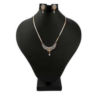 American Diamond <b>Locket</b> Set - Golden & <b>Silver</b> - Product Image 1