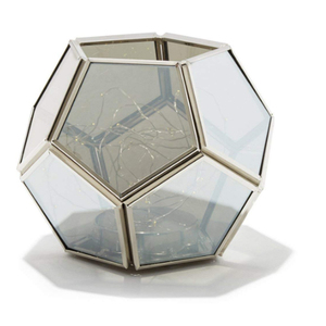 Lanterne en verre géométrique, support de bougie en métal doré pour la décoration de table à la maison, vente en gros, MOQ - Product Image 2