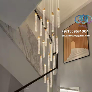 Lustre moderne à LED long et suspendu pour escaliers, pour hôtels, villas aux Émirats arabes unis, en Arabie saoudite, au Qatar, au Koweït, à Bahreïn, à Oman, aux États-Unis et en Chine - Product Image 6