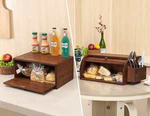 Panera Multifuncional de Bambú Natural de 2 Niveles para Almacenamiento de Alimentos en la Cocina - Product Image 5