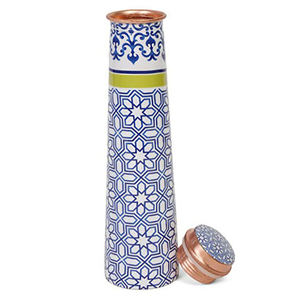 Bouteille d'eau en cuivre imprimée de conception de feuille de luxe boisson pure avec des avantages ayurvédiques pour la santé bonne pour la bouteille en cuivre de bureau d'école - Product Image 3