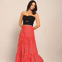 Jupes longues rouges élégantes pour femmes, confortables et disponibles en grandes tailles, jupes longues tendance avec motif géométrique pour toutes les saisons