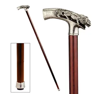 ライオンオンザプロールウォーキングスティックデザイナー天然木と真鍮のサプライヤーで作られた男性と女性のための手作りの固体真鍮杖スティック
