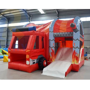 Product Names Option 1 Commercial <b>Inflatable</b> Fire Truck <b>Slide</b> Castle Kids Outdoor PVC Jumping Bouncer Multi Functional Amusement - Product Image 3
