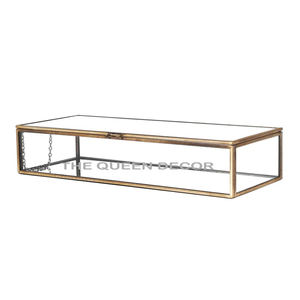 Moderne élégant laiton métal forme carrée finition or maison boîte à bijoux décorative décoration luxueuse - Product Image 6