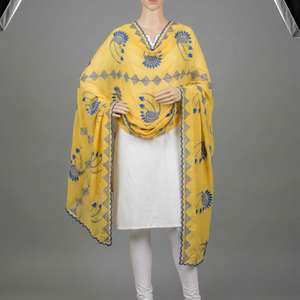 ผ้าคลุมไหล่ชีฟองลายดอกไม้ขนาดใหญ่ คุณภาพพรีเมียม ทนทาน สำหรับผู้หญิง ตกแต่งด้วยงานปักและคริสตัล ระบายอากาศได้ดี เนื้อผ้านุ่ม - Product Image 4