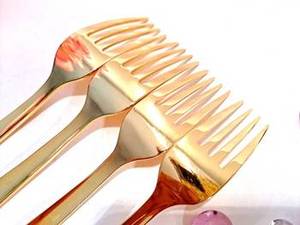 Nouvelle arrivée Ensemble de fourchettes Design gaufré Or poli Ensemble de couverts en acier inoxydable pour hôtel et restaurant Accessoires de table - Product Image 4