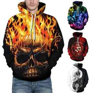 3D Print Horror Halloween Men Women Hoodie Sweatshirt Jumper <b>Coats</b> Zipper-Up 100% Cotton Fleece <b>Lined</b> - Product Image 1