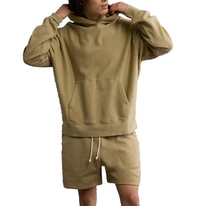 Ensemble de survêtement décontracté pour homme, couleur unie, haute qualité, respirant, vente en gros, sweat-shirts et shorts élégants pour homme, personnalisables - Product Image 1
