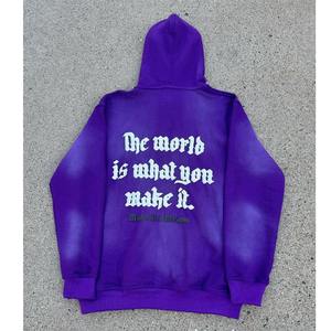 OEM Survêtement personnalisé délavé à l'acide pour hommes 100% coton biologique à capuche pantalon de survêtement ensemble de jogging tissu tricoté votre propre conception - Product Image 3