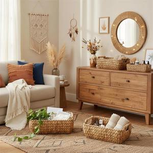 Cestas de Almacenamiento Ovaladas de Jacinto de Agua con Asas de Madera, Cesta de Almacenamiento Hecha a Mano, Venta al por Mayor, Ecológica, Hecha en Vietnam - Product Image 2