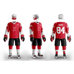 Conjunto de uniforme de hockey sobre hielo personalizado tejido de poliéster duradero camisetas de equipo pantalones ropa deportiva para hombres y jóvenes - Product Image 1