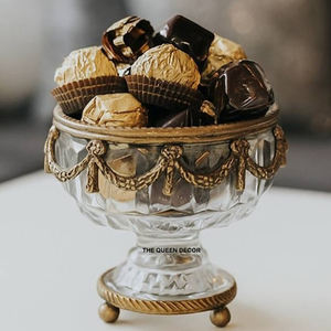 Bol décoratif de luxe vintage unique en métal argenté avec texture en relief imprimée Vaisselle Restaurant - Product Image 5