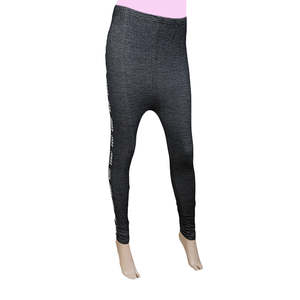 Women's Side Print <b>Denim</b> Tight - Black - Product Image 1