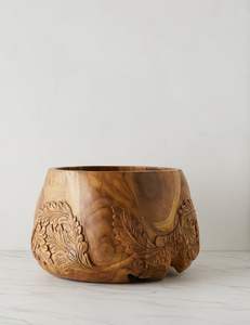 CUENCO DE DECORACIÓN-FRUTERO TALLADO DE MADERA REAL NATURAL, cuenco de madera decorativo para mesa, oficina, decoración del hogar, utensilios de cocina - Product Image 5