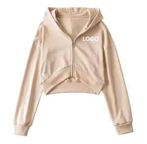 Sudadera Corta Personalizada para Mujer, con Cierre Completo, Informal/de Gimnasio, Tejido de Felpa Francesa, para Invierno, Antiencogimiento, con Capucha para Otoño - Product Image 4