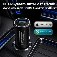 Chargeur de voiture 2-en-1 avec traceur GPS, 1 an, charge rapide 30W, technologie BLE, compatible avec toutes les voitures, compatible Apple Find My et Android Find Hub