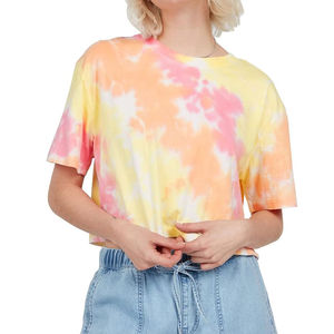 100% algodón Mujer Casual Crop Top camisetas logotipo personalizado ropa de calle para la primavera OEM ODM verano Color sólido Top con logotipo frontal - Product Image 1