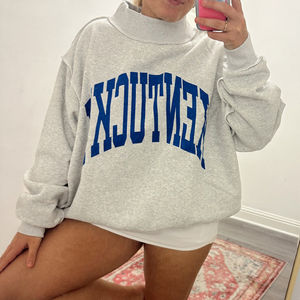 Custom Made Oversized Mock Neck Turtleneck For Women 100% Cotton Full Sleeves <b>Drop</b> Shoulder Customised Logo Printing - Product Image 5