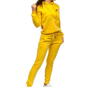 Chándal de invierno ajustado para mujer de calidad superior Diseño de patrón sólido informal de dos piezas personalizable - Product Image 3