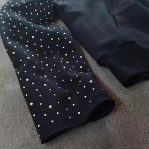 เสื้อมีฮู้ดแบบรูดซิปหน้าประดับพลอยเทียมรูปดาวสำหรับทุกเพศเสื้อแจ็กเก็ตผ้าฝ้าย100% สำหรับหน้าหนาวแบบลำลอง-สำหรับผู้หญิง/ผู้ชายขายส่ง - Product Image 3