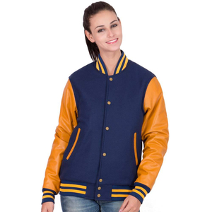 Personnalisé haute rue Chenille patchs Baseball vestes femmes Varsity vestes courte longueur col montant 100% laine vêtements de plein air - Product Image 5