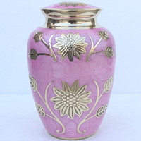Urne funéraire et cercueil uniques en métal blanc de style américain avec motif floral, souvenir écologique pour les cendres d'adultes et d'animaux de compagnie