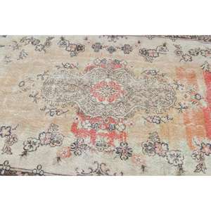 Tapis vintage, tapis turc 5,8x10 pieds, tapis en laine à carreaux marron rouge - Product Image 4