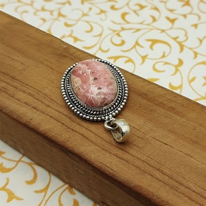 Pendentif pour femme en argent sterling 925 de créateur, pierre précieuse rhodochrosite avec sertissage de lunette, pendentifs de bijoux fins, cadeau pour elle - Product Image 4