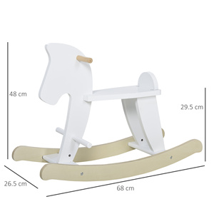 HOMCOM Caballo Balancín Infantil 1-3 Años Madera con Asas y Reposapiés, 68x26. 5x48 cm, blanco - Product Image 3